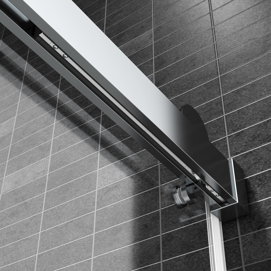 Top Rail Only, Stainless Steel Top Track With Buffer For Shower Door, 24D01P02 60Chx Chrome Stainless Steel
