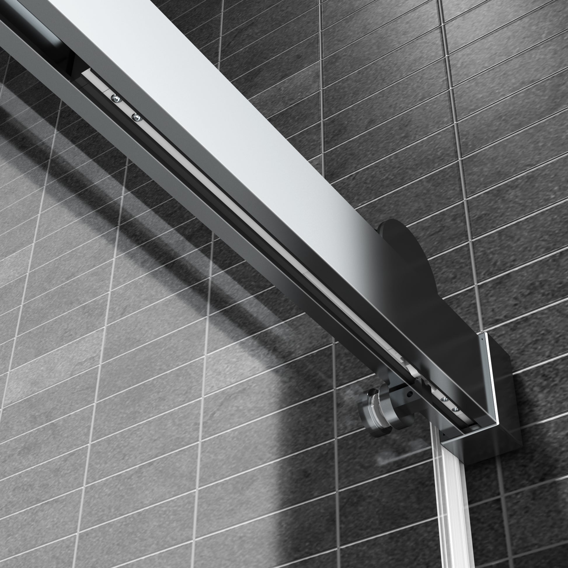 Top Rail Only, Stainless Steel Top Track With Buffer For Shower Door, 24D01P02 60Chx Chrome Stainless Steel