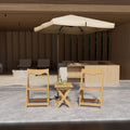 Hips Material Outdoor Bistro Set Foldable Small Table And Chair Set With 2 Chairs And Rectangular Table, Teak Teak Hdpe