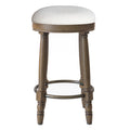 Barstools Set Of 2, 360 Degree Swivel, Accent Wooden Swivel Seat Counter Height Bar Stool,White Fabric Cushioned Seat, Bar Stool Perfect For Dining & Living Room With Light Brown,Natural Height 26