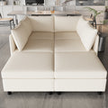 Modular Sectional Sofa, Convertible Sofa Seat With Storage, Sleeper Sectional Sofa Set, Fabric Flexible Modular Combinations For Living Room Beige Fabric 6 Seat