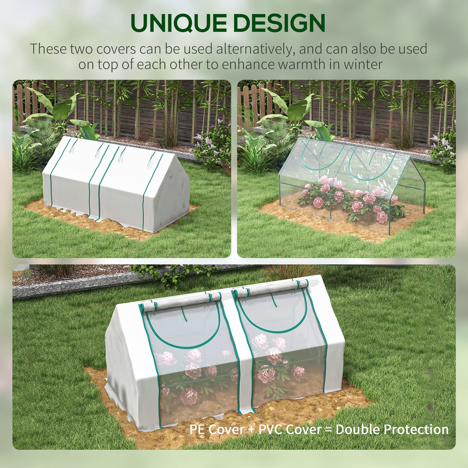 Outsunny 6' X 3' X 3' Portable Greenhouse, Garden Green House With 2 Pe Plastic Covers, Steel Frame And 2 Roll Up Windows, Clear Clear Steel