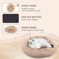 20 Inch Donut Dog Bed, Calming Bed For Dogs, Brown Cat Bed Washable, Round Dog Donut Bed Washable, Plush Fur Dog Bed, Dog Cuddle Bed Brown Faux Fur