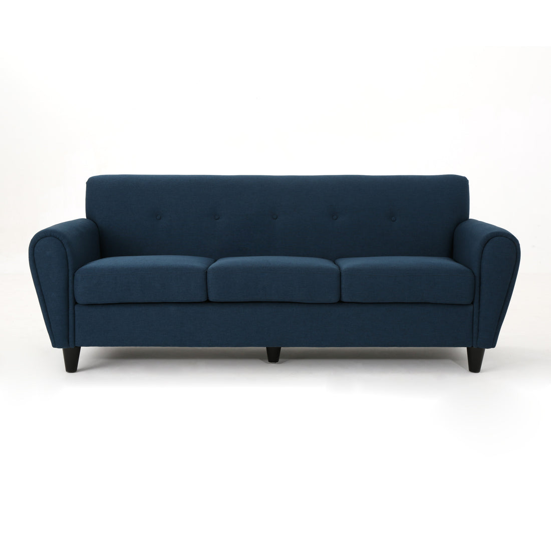 Mirod Comfy 3 Seat Sofa With Wooden Legs, Modern Style For Living Room And Study Navy Blue Fabric 3 Seat