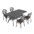 Cushions In Random Colors 5 Piece Set Of Cast Aluminum Patio Furniture With Cushions Yes Dining Set Black Khaki Seats 4 Rust Resistant Frame Water Resistant Cushion Garden & Outdoor Complete Patio Sets Aluminium