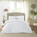 5 Piece Microfiber Ruffled Comforter Set White King King White Polyester