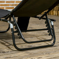 Outsunny Folding Chaise Lounge Pool Chairs, Outdoor Sun Tanning Chairs With Canopy Shade, Reclining Back, Steel Frame And Side Pocket For Beach, Yard, Patio, Tan Brown Steel