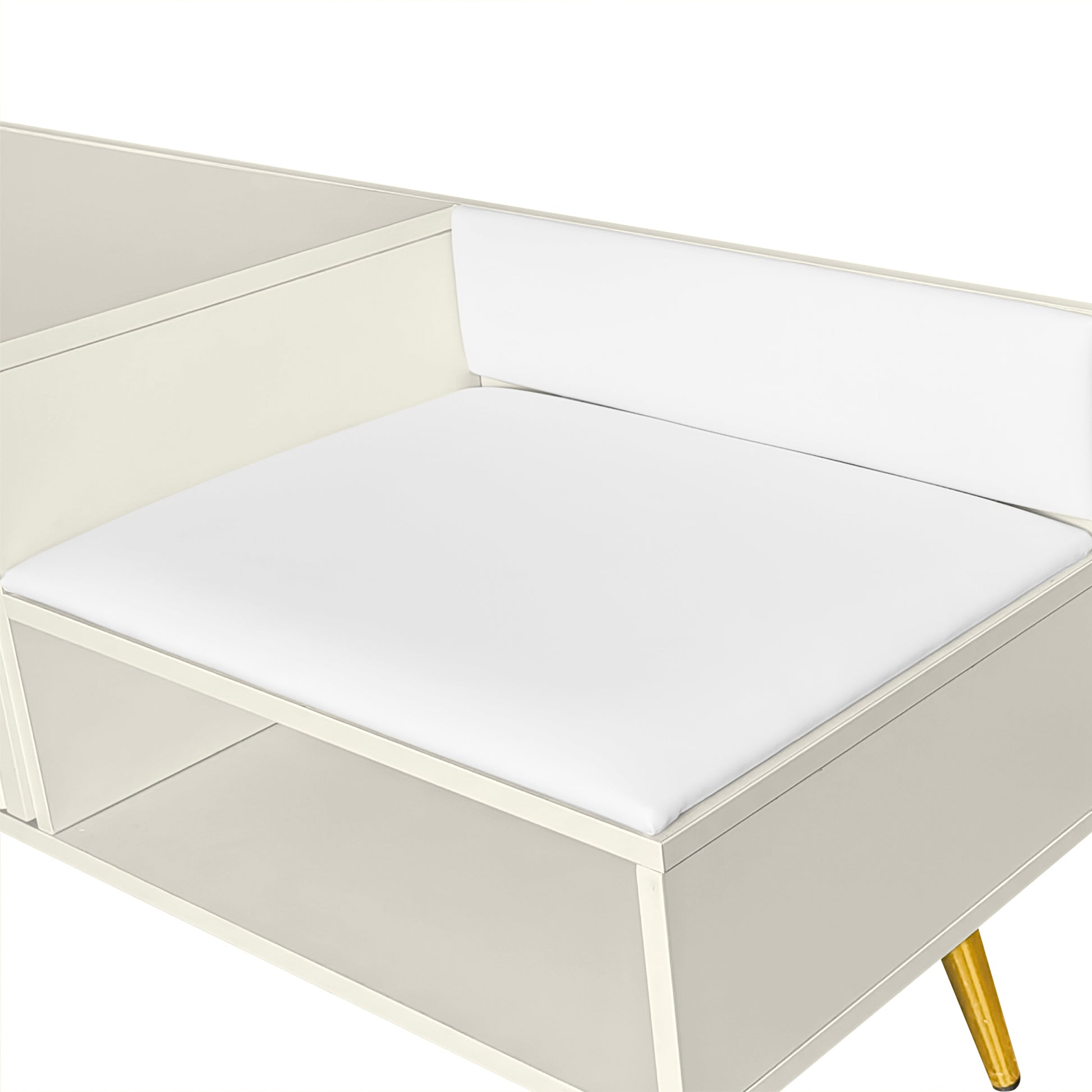 Modern Shoe Storage Bench With Hidden Storage And Upholstered Cushions For Bedside, Living Room And Entryway Antique White Antique White Mdf Metal