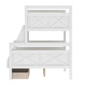 Twin Over Full Bunk Bed With Ladder, Two Storage Drawers, Safety Guardrail, White Twin Box Spring Not Required White Bedroom Bunk Pine