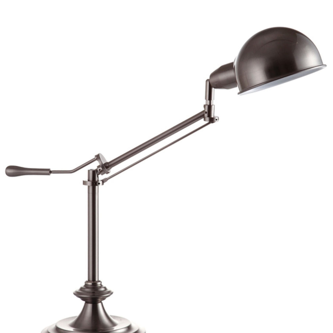 24.5" Tall Metal Adjustable Table Lamp With Perch Swing Arm, Silver Finish Silver Metal