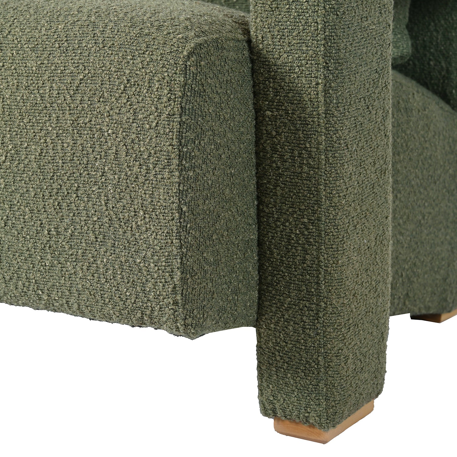 Mirod Sleek Right Angle Armrests, Ergonomic Lumbar Support, Square Wooden Block Legs, Inclined Seat For Comfort, Artistic Statement Piece For Living Room,Bedroom And Study Green Boucle