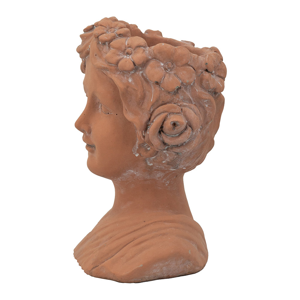 9X5.5X9.5" Brown Head Bust Planter, Greek Style Cement Head Planter Indoor Outdoor Home Garden Decor Brown Garden & Outdoor Cement