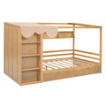 Full Size House Bed With Two Drawers And Wardrobe,Natural Full Natural Solid Wood