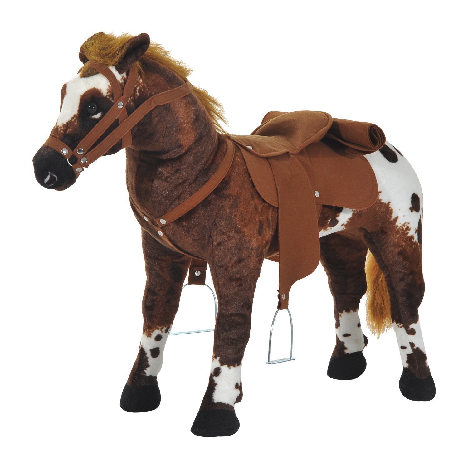 Qaba Sound Making Ride On Horse For Toddlers 3 5, With Neighing And Galloping Sound, Stuffed Animal Horse Toy For Kids With Padding, Soft Feel, Brown Brown Plush