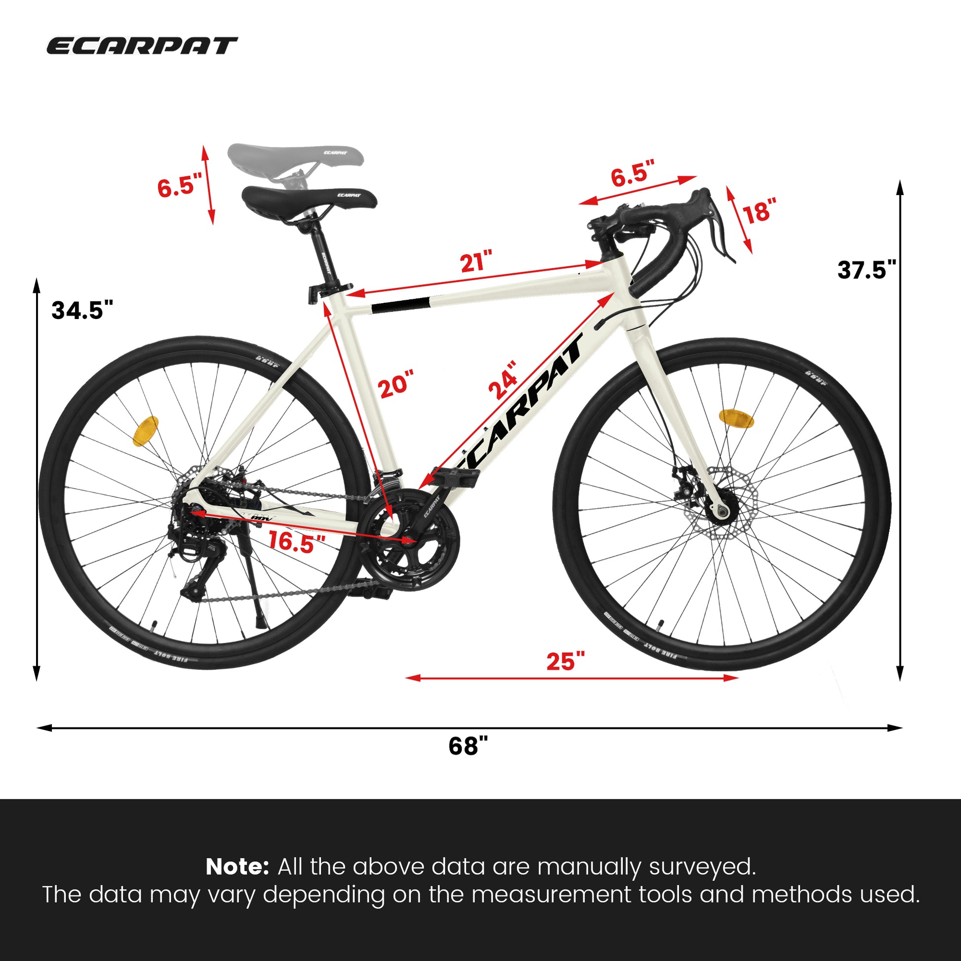 A28320R 700C Road Bike, 16 Speed Outdoor Bike Disc Brakes, Light Weight Aluminum Frame ,Racing Bike City Commuting Road Bicycle L Size For Men Women Cream Aluminium