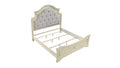 Noble Traditional Style Queen Bed With Button Tufted Upholstery Headboard Made With Wood In Antique Beige Box Spring Required Queen Beige Wood White Bedroom Traditional Slat Beds Solid Wood Mdf Wood