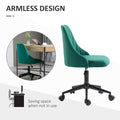 Vinsetto Mid Back Office Chair, Velvet Fabric Swivel Sop Shape Computer Desk Chair For Home Office Or Bedroom, Green Green Polyester