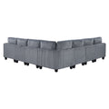 7 Piece Modular Sectional With Storage Seats, Side Pockets, Charging Ports Dark Gray Corduroy Fabric Modern Living Room Sectional Couch Solid Wood Furniture Dark Gray Polyester Wood Primary Living Space Modern Solid Wood 7 Seat