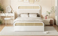 Queen Size Wooden Platform Bed With Trundle And 2 Drawers,White Queen White Solid Wood Mdf