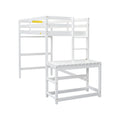 Twin Size High Loft Bed With Ladder Landing Platform, Ladders, Guardrails,White Twin White Wood Bedroom American Design Pine Bed Frame Pine