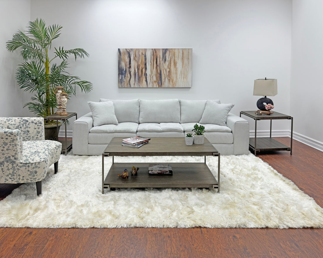 Corbeta 3 Piece Metal Frame Wood Living Room Coffee Table And 2 End Tables Set, Aged Graphite Brown Primary Living Space Rectangular Coffee & End Tables Rectangular Metal