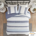 3 Piece Jacquard Duvet Cover Set Queen Blue Polyester