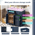 36'' Bathroom Vanity With Resin Sink Combo, Solid Wood Frame Bathroom Storage Cabinet, Freestanding Vanity Set With 3 Drawers& Adjustable Shelf Blue Bathroom Modern Solid Wood Mdf Resin