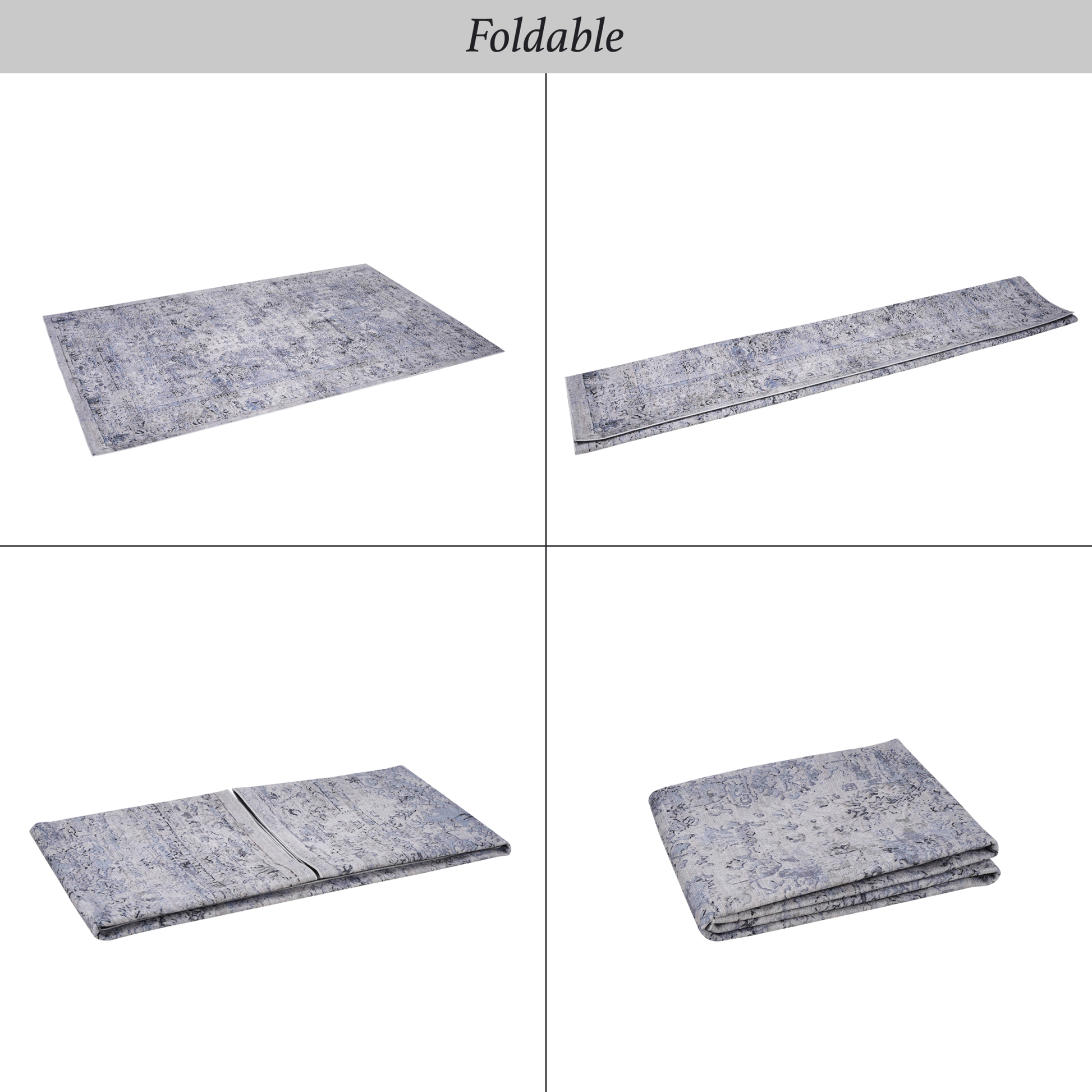 8X10 Area Rug, Washable Rug, Low Pile, Non Slip, Non Shedding, Foldable, Kid & Pet Friendly Area Rugs For Living Room, Bedroom, Kitchen, Dining Room Rug Perfect Gifts, Blue Cream, 8' X 10' Blue Cream Chenille Polyester
