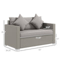 Outsunny Patio Wicker Loveseat With Cushions, 2 Seat Outdoor Pe Rattan Couch, Sofa With Throw Pillows For Porch, Backyard, Garden, Poolside, Gray Gray Steel