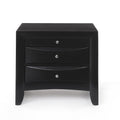 Black 2 Drawer Nightstand With Tray Black 3 Drawers Bedroom Rectangle Contemporary Felt Lined Drawers Black Solid Wood Mdf