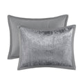 5 Piece Crinkle Velvet Comforter Set Silver Full Queen Full Silver Polyester