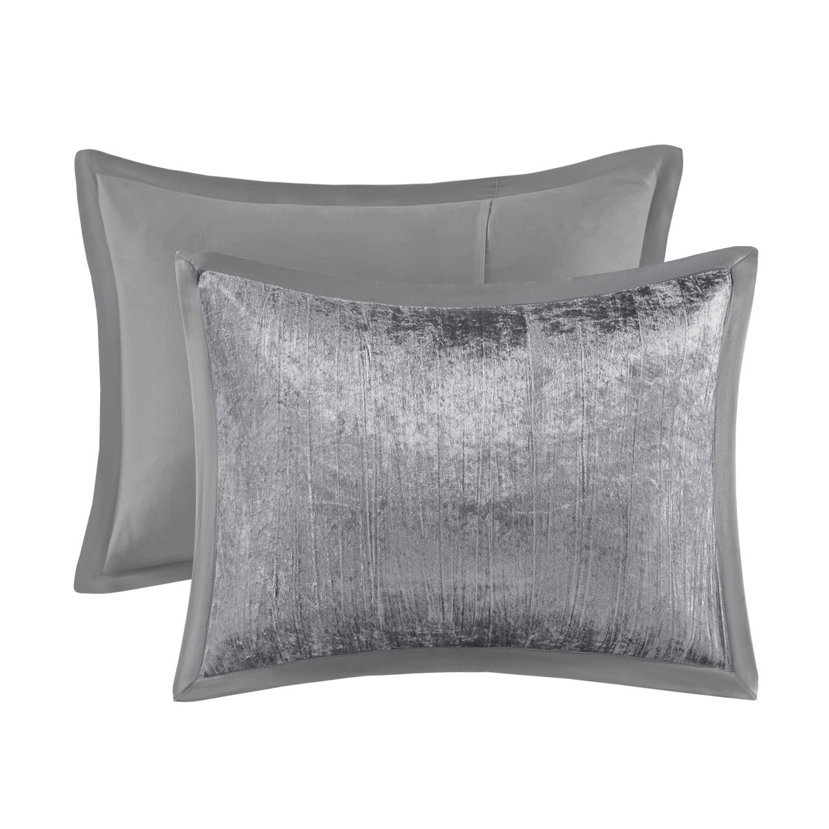 5 Piece Crinkle Velvet Comforter Set Silver Full Queen Full Silver Polyester