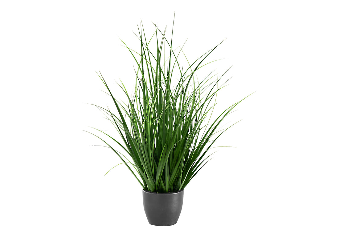 Artificial Plant, 23" Tall, Grass, Indoor, Faux, Fake, Table, Greenery, Potted, Real Touch, Decorative, Green Grass, Black Pot Green Foam Plastic