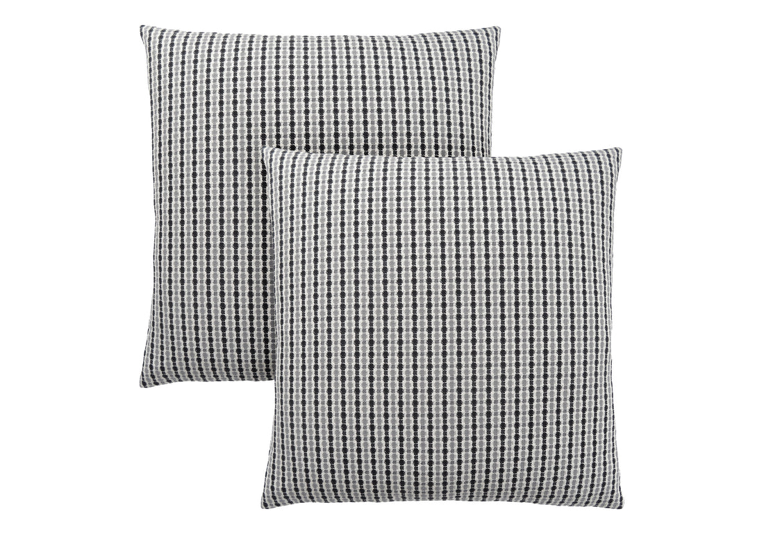 Pillows, Set Of 2, 18 X 18 Square, Insert Included, Decorative Throw, Accent, Sofa, Couch, Bedroom, Grey And Black Hypoallergenic Polyester, Modern Grey Polyester Polyester