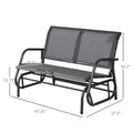 Outsunny 2 Person Outdoor Glider Bench, Patio Double Swing Rocking Chair Loveseat W Powder Coated Steel Frame For Backyard Garden Porch, Gray Grey Steel