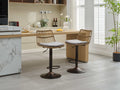 Set Of 2 Rattan Bar Stool, 360 Swivel Bar Chair, Counter Height Chair With Footrest For Kitchen, Dining Room Grey Wicker