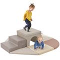 Soft Climb And Crawl Foam Playset 9 In 1Safe Soft Foam Nugget Block For Infants, Preschools, Toddlers, Kids Crawling And Climbing Indoor Active Play Structure Beige Foam