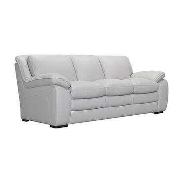 Leather Upholstered Sofa With Block Cushion Seat And Pillow Armrests, Gray Gray Leather 3 Seat