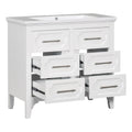 36'' Bathroom Vanity With Resin Sink Combo, Free Standing Single Vanity Set With Four Drawers, Solid Wood Frame Bathroom Storage Cabinet 4 White Bathroom Solid Wood Mdf Resin Painted