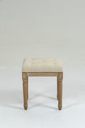 Small Padded Bench, Square Upholstered Rustic Ottoman Bench, Vanity Stools For Bedroom Rubberwood Beige Rubber Wood