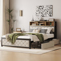 Metal Full Size Platform Bed With 4 Drawers, Upholstered Headboard And Footboard, Sockets And Usb Ports, Beige Full Beige Black Fabric Metal