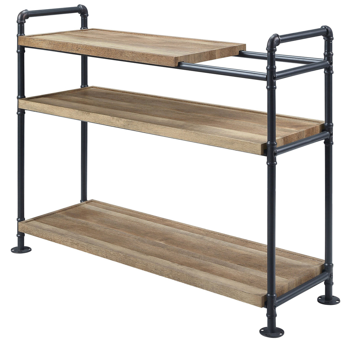 Mankato Oak And Sandy Black 3 Shelf Bookshelf 3 Oak Horizontal Open Back Wood Oak Wood Metal