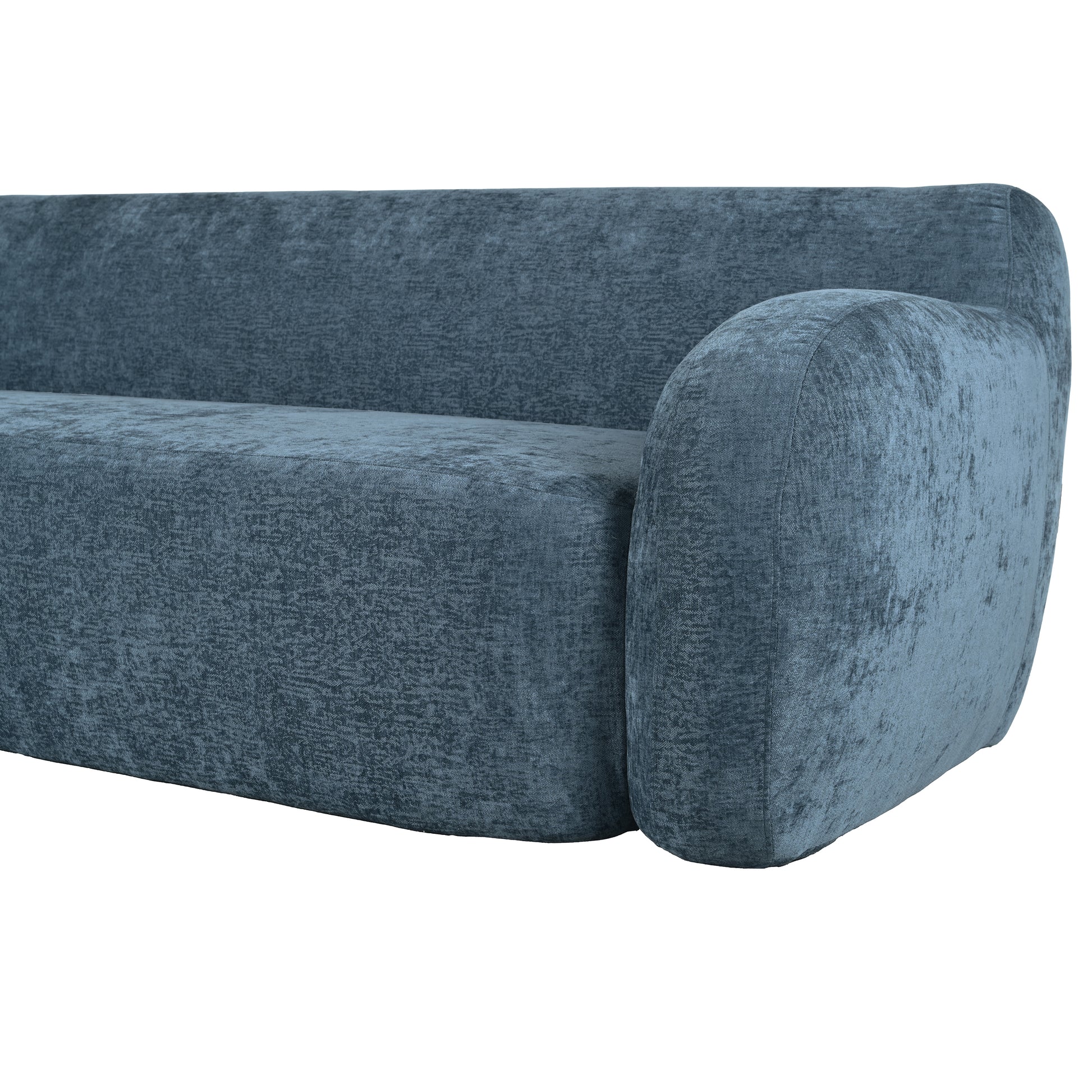 81.5" Minimalist Compression Sofa, Curved Design, 3 Seater Casual Sofa For Living Rooms, Bedrooms, And Apartments Dark Blue Polyester 3 Seat