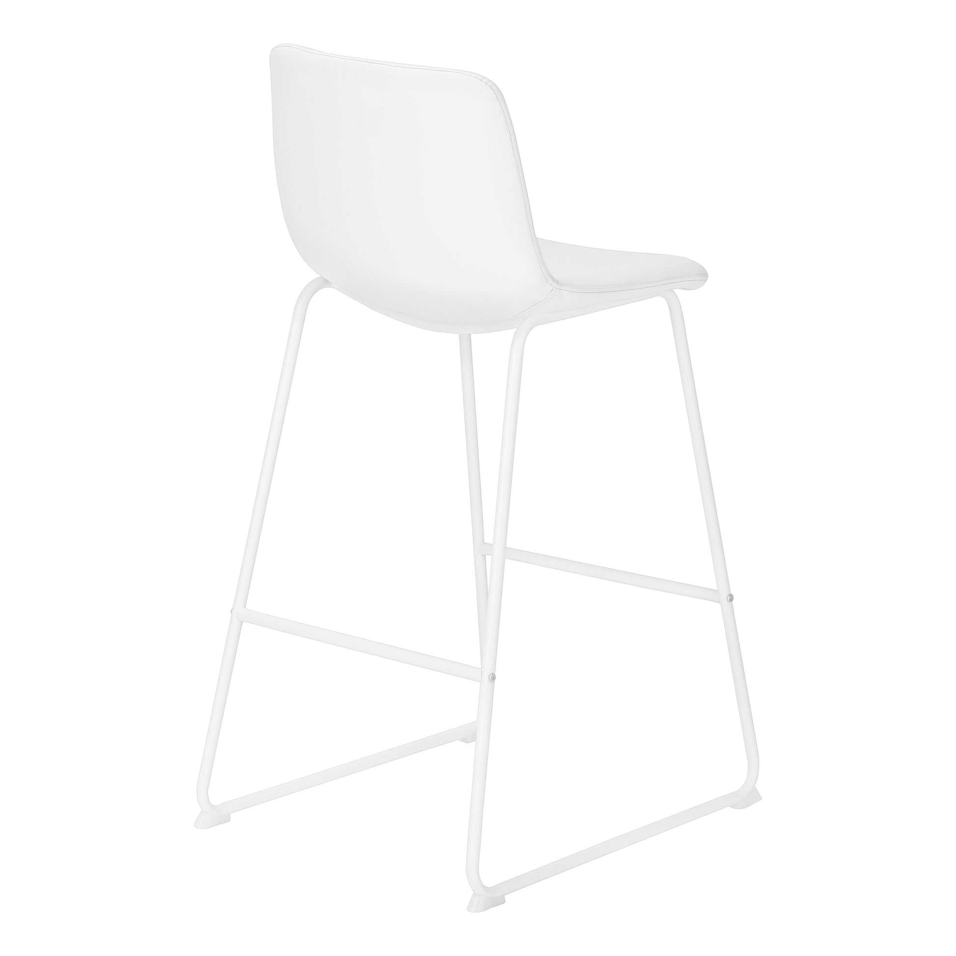 Office Chair, Bar Height, Standing, Computer Desk, Work, White Leather Look, White Metal, Contemporary, Modern White Foam Polyurethane