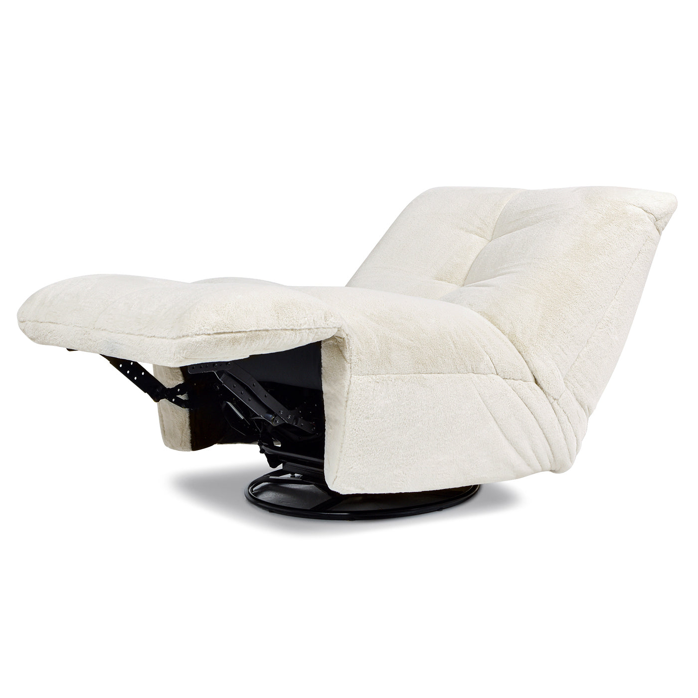 Rearden 35.5" Swivel Glider Manual Recliner Gaming Lounge Chair, Pearl White Short Faux Fur White Foam Faux Fur