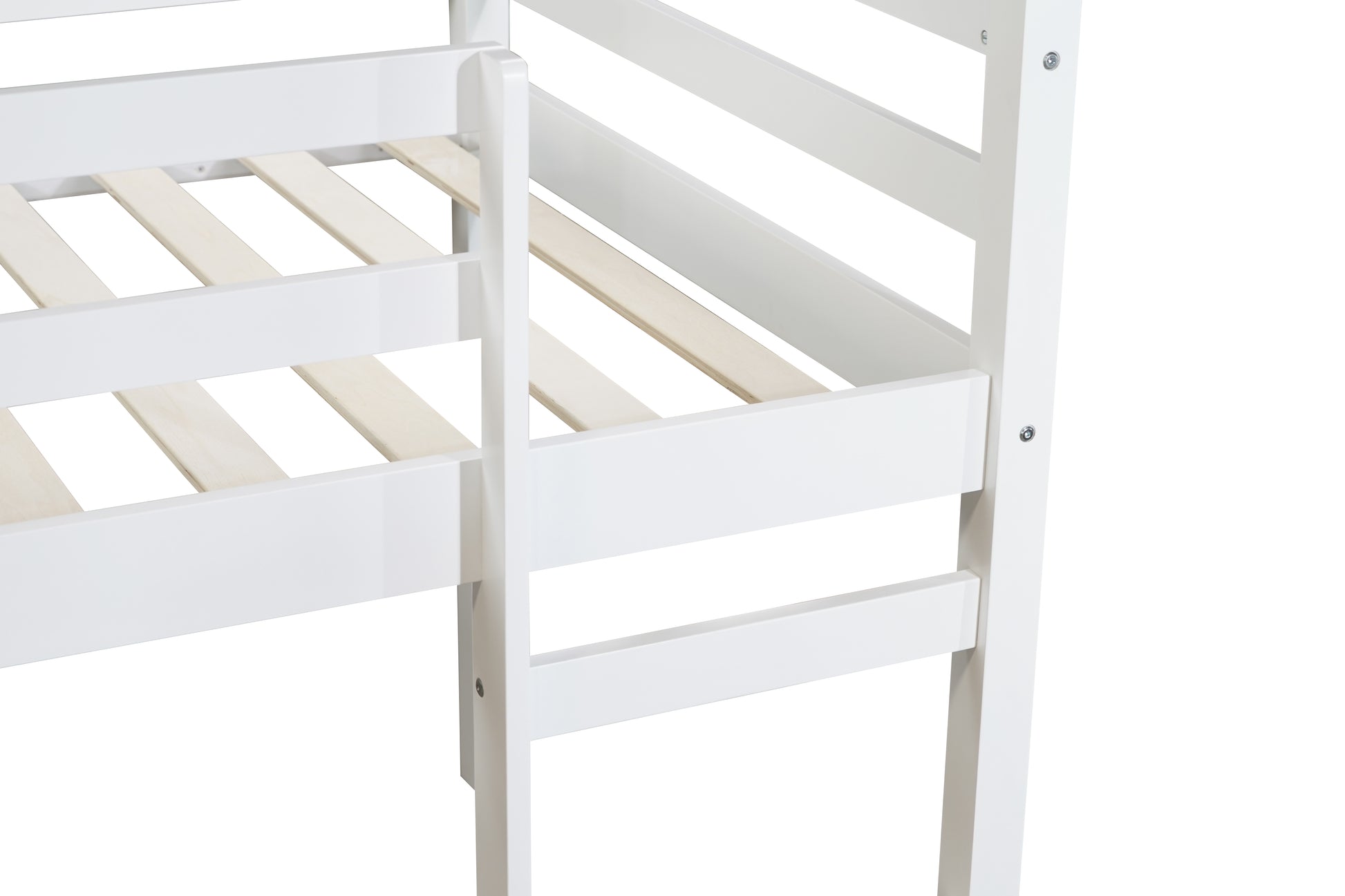 Solid Wooden, Rubber Wooden Twin Loft Bed With Ladder, Bed Platform Of Strengthened Slatswhite Twin White Rubber Wood