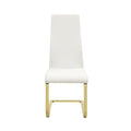 Set Of 4Upholstered Dining Chairs, White And Gold Solid White Rectangular Dining Chairs Set Of 4 Or More Faux Leather,Metal