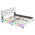 King Size Upholstered Platform Bed With Led Light Strips,White King White Upholstered