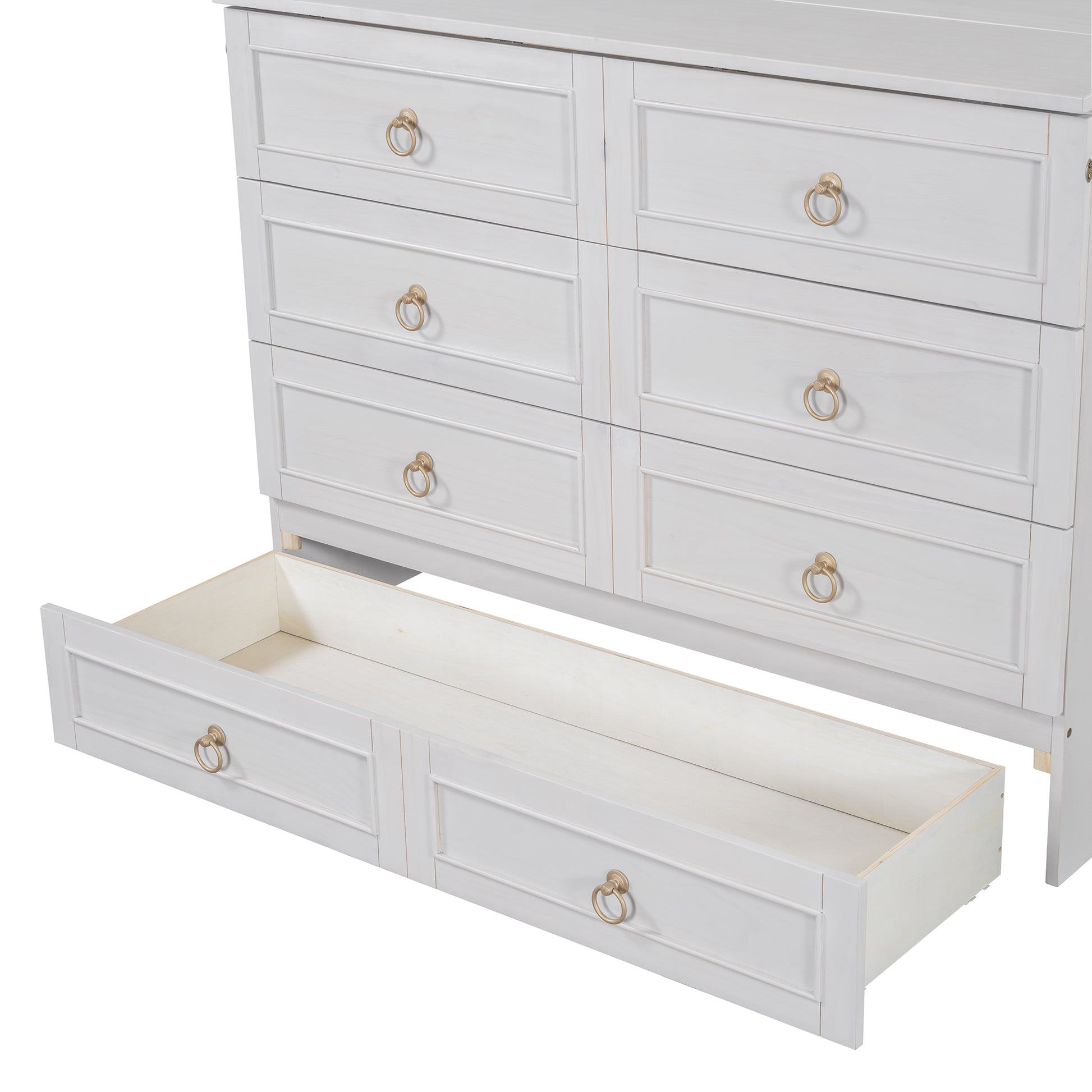 Full Size Murphy Bed With Large Drawers,White Full White Plywood