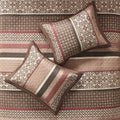5 Piece Jacquard Quilt Set With Throw Pillows Red Full Queen Full Red Cotton